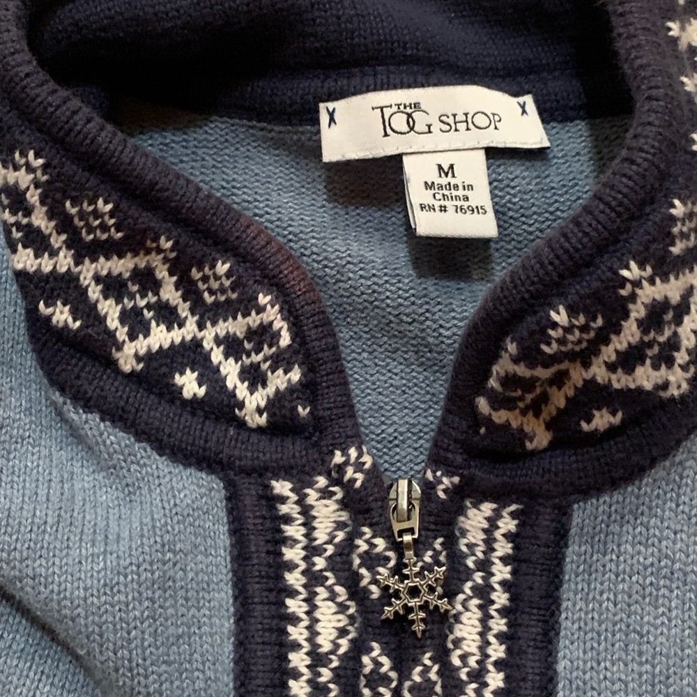 Vintage THE TOG SHOP Womens Sz M Button Up Snowflake Sweater Blue Embroidered - Picture 8 of 9